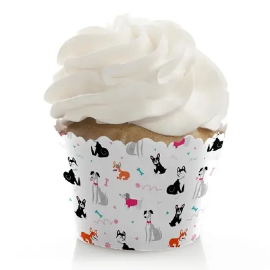 Big Dot of Happiness Pawty Like a Puppy Girl - Pink Dog Baby Shower or Birthday Party Decorations - Party Cupcake Wrappers - Set of 12 image {4}