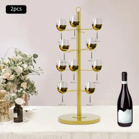 YIYIBYUS 2Pcs Wine Glass Display Stand, Champagne Tower, 4 Tier Cocktail Tree Stand image {1}