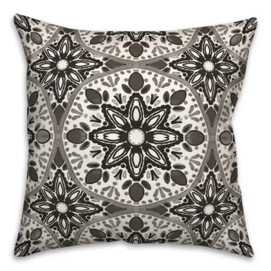 Creative Products Faded Black Gray Medallions 18x18 Indoor / Outdoor Pillow image {9}