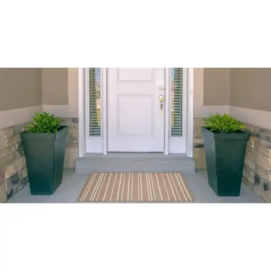 Nimbus Washable Outdoor Rug Tan/Ivory - Linon image {1}