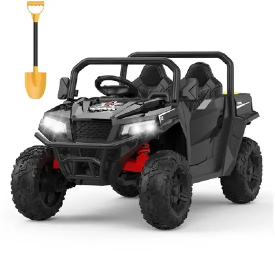 24V Ride On Dump Truck with Remote Control, 2 Seater Electric Toy Car for Kids, All-Terrain Kids Construction Vehicle w/Dump Bed & Shovel image {7}