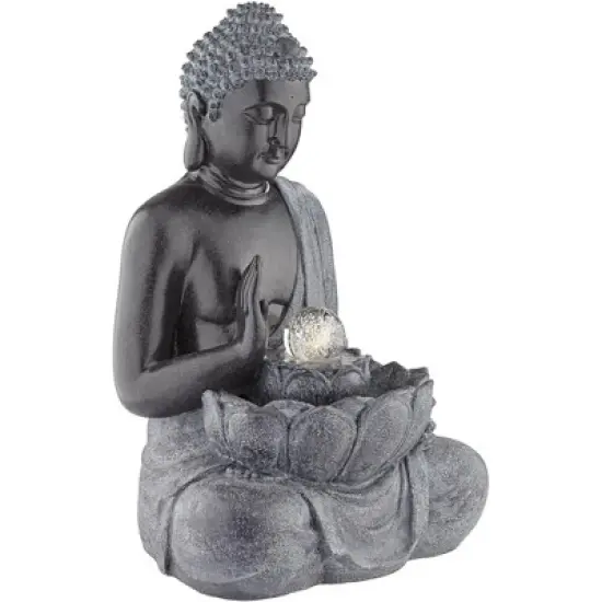 John Timberland Sitting Buddha Zen Outdoor Water Fountain with LED Light 28" for Yard Garden Patio Deck Porch House Exterior Balcony Meditation image {7}