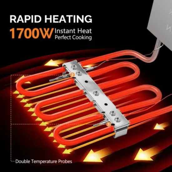 ROVSUN 12.5QT Electric Deep Fryer w/Basket & Lid, 1700W Commercial Countertop Kitchen Frying Machine, Temperature Adjustable Stainless Steel Fryer image {7}