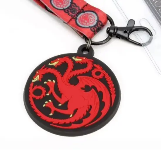 Crowded Coop, LLC Game of Thrones House Targaryen Lanyard w/ PVC Charm image {1}