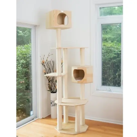 Armarkat Real Wood Premium Scots Pine 85-Inch Cat Tree with Five Levels, Two Condos image {2}