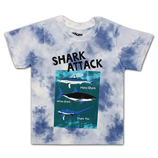 10 Threads Boy's 2-Pack Short Sleeve Shark and Dinosaur Patterned Tee Shirt Set for Toddlers image {3}