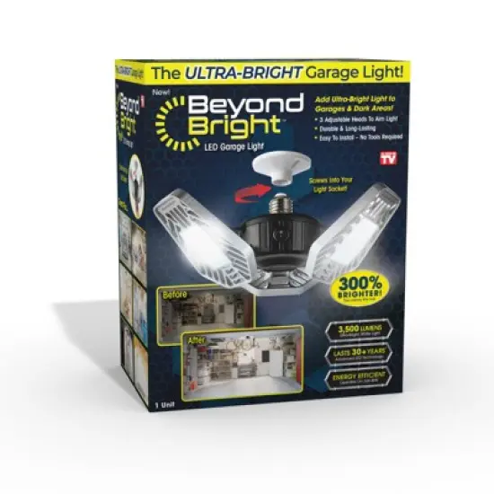 Beyond Bright LED Garage Light Plastic 1 pk image {1}