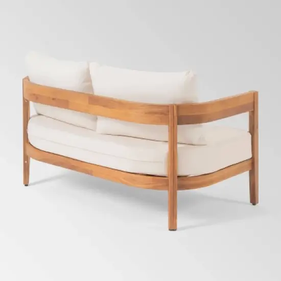 Brooklyn 2pc Acacia Wood Loveseat Set: Outdoor Furniture with Coffee Table - Christopher Knight Home image {3}