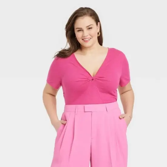 Women's Short Sleeve V-Neck Linen T-Shirt - A New Day&trade; image {8}