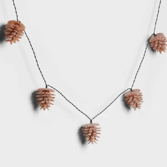 10ct LED Battery Operated Sugared Pinecone Christmas Indoor/Outdoor Novelty String Lights Warm White with Green Wire - Wondershop&trade; image {2}