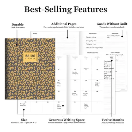 TF Publishing July 2025 - June 2026 Lovely Leopard Large Monthly Planner image {4}