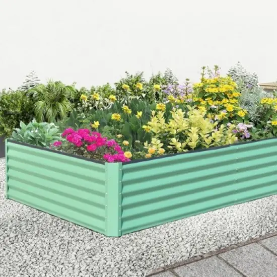 Galvanized Raised Garden Bed, 8x4x1.5FT Tall Galvanized Planter Raised Garden Boxes Outdoor, Large Steel Planter Box For Flowers Vegetables Herbs image {1}