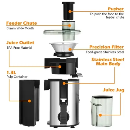 Costway Juicer Machine Juicer Extractor Dual Speed w/ 2.5'' Feed Chute image {4}