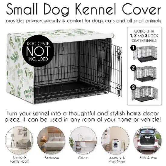 Sweet Jojo Designs Dog Crate Kennel Cover 24in. Botanical Green and White image {3}