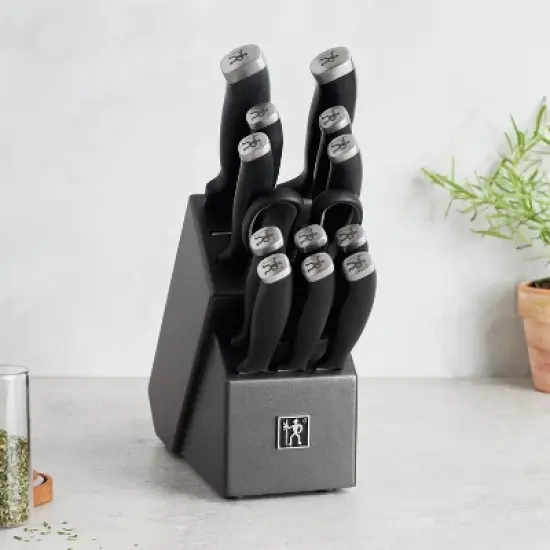 Henckels Silvercap 14 Piece Knife Set with Block, Chef Knife, Paring Knife, Utility Knife, Bread Knife, Steak Knife, Black, Stainless Steel image {4}
