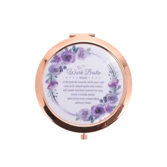 Unique Bargains Portable Round Makeup Mirror Rose Gold Tone 1 Pc image {5}