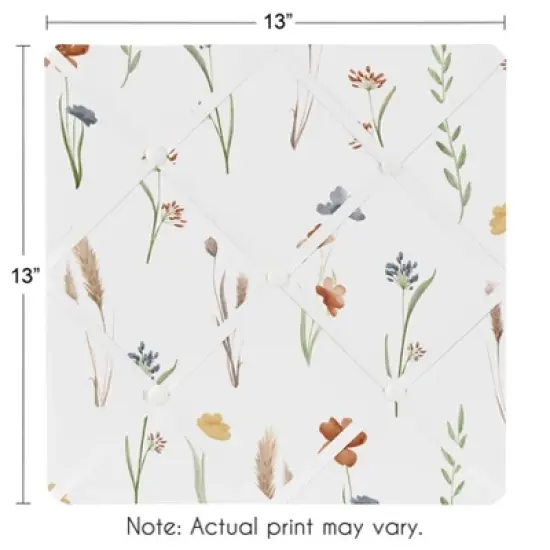 Sweet Jojo Designs Girl Fabric Photo Memo Board Watercolor Floral Garden Green Blue and Orange image {2}