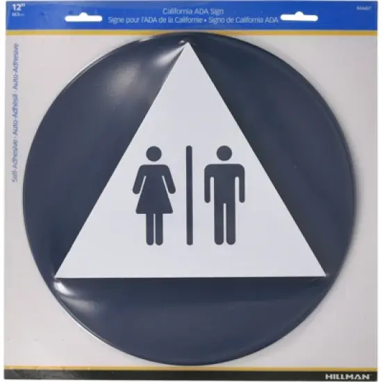 Hillman English Blue Restroom Plaque 12 in. H X 12 in. W - Case of 6 image {1}