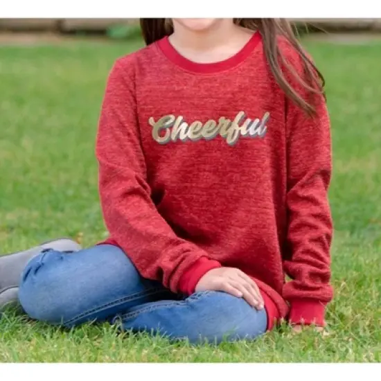 Girl's Cheerful on Sparkly Glitter Sweatshirt - Southern Grace image {3}