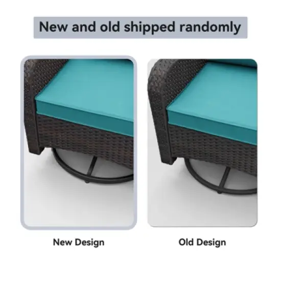 ALAULM Patio Furniture Set Outdoor Swivel Gliders Rocker, Wicker Patio Bistro Set, Rocking Chair with Tempered Glass Table and Thickened Cushions image {4}