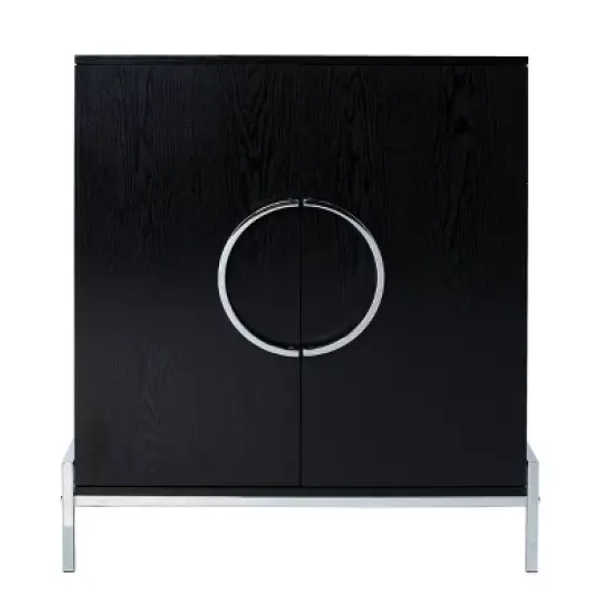 Henstinger Double Door Bar Cabinet Black/Chrome - Aiden Lane image {3}