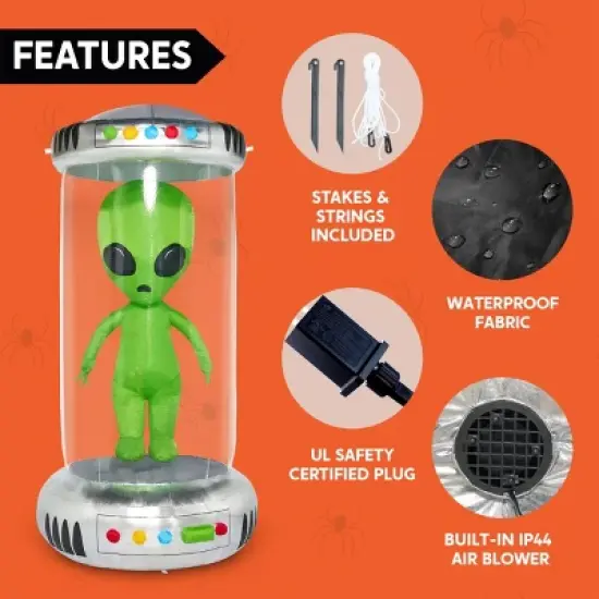Joyfy 7 FT Halloween Inflatable Outdoor Decoration, Alien with Giant Test Tube Inflatable with Animated LEDs for Halloween Outdoor Lawn Yard Decor image {5}