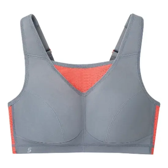 Glamorise Womens No-Bounce Camisole Elite Sports Wirefree Bra 1067 Gray/Coral image {3}