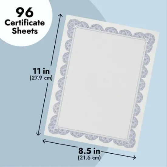 Best Paper Greetings 96 Sheets Certificate Paper for Printing with Navy Blue Floral Border, Printable Award Certificates, 8.5 x 11 In image {5}