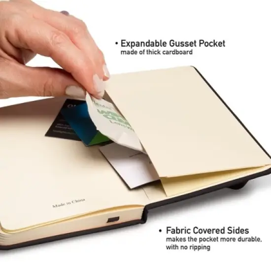 Simply Genius A6 Pocket Size Mini Notebooks with Hardcover, 124 pages (3.7" x 5.7") with Inner Pocket (Black, 3 Pack) image {4}