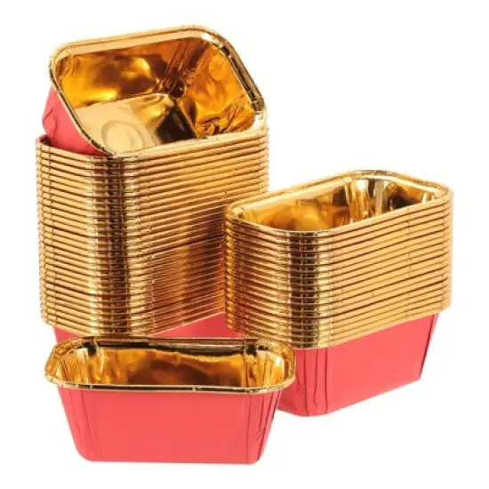 Unique Bargains Greaseproof Single-sided Aluminum Foil Cupcake Liners for Party 50 Pcs image {13}