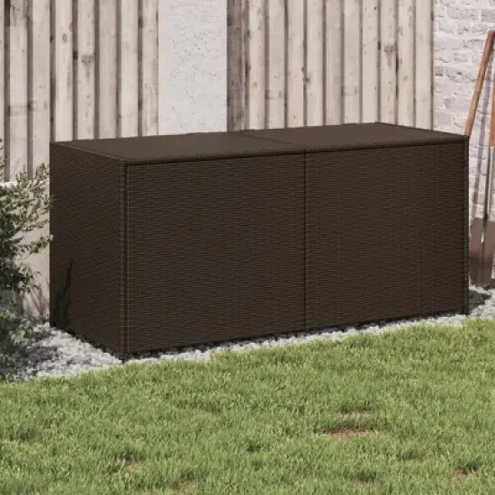 vidaXL Garden Storage Box Brown 74.8 Gallon Poly Rattan image {9}