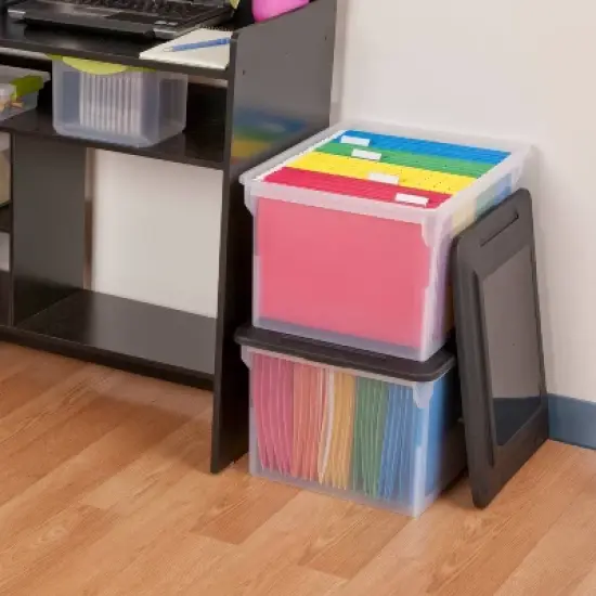 Sterilite 18.5"x14" Plastic File Box Clear/Black image {3}