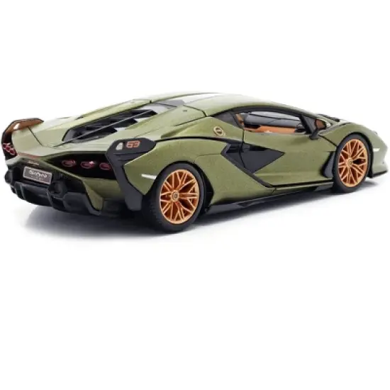 Lamborghini Sian FKP 37 Matt Green Metallic with Copper Wheels 1/24 Diecast Model Car by Bburago image {4}
