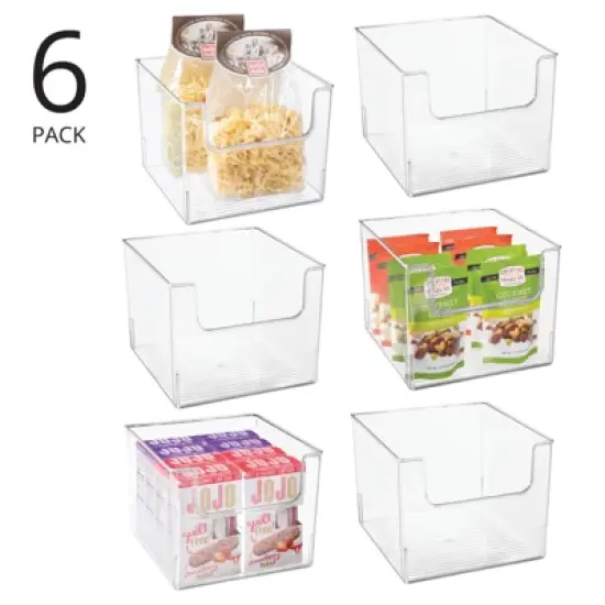 mDesign Kitchen Plastic Storage Organizer Bin with Open Front - 6 Pack - Clear image {1}