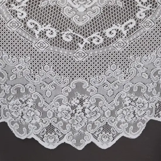 Juvale Round White Lace Vintage Tablecloth, Floral Pattern for Wedding Reception, Christmas Party (59 In) image {5}