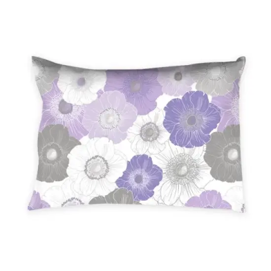 Bacati - Watercolor Floral Purple Gray 3 pc Toddler Bed Sheet Set image {2}