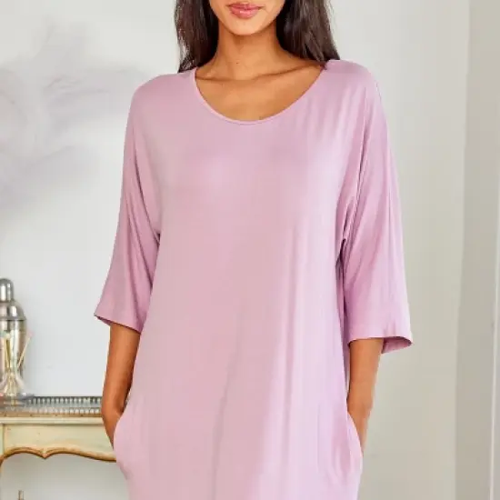 Women's Soft Knit Caftan Nightgown, Loungewear Oversized Pajamas Long Sleep Dress with Pockets image {4}