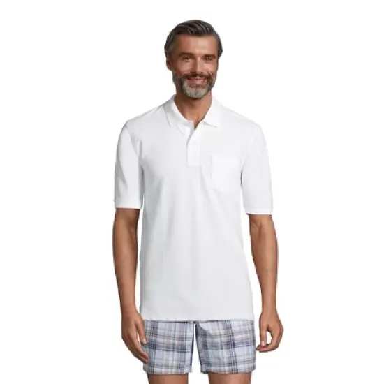 Lands' End Men's Short Sleeve Comfort First Solid Mesh Polo With Pocket image {3}