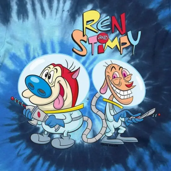 Tee Luv Ren & Stimpy Astronaut Tie Dye T-Shirt - Evening Sky Tie Dye Large image {2}