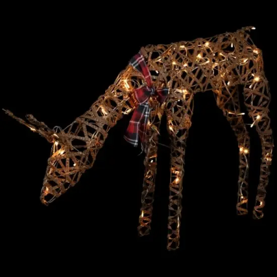 Northlight 35" LED Lighted Feeding Rattan Reindeer Outdoor Christmas Decoration image {5}