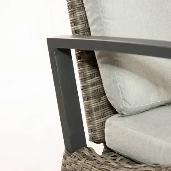 Greemotion 4pc Antigua Outdoor Patio Conversation Furniture Sets with Height Adjustable Table Brown: Modular Sectional, UV Protection image {7}