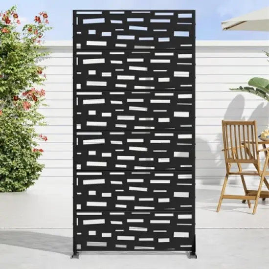 72" H&times;47"W Dovelina Brown Metal Planter Box with Trellis Privacy Screen for Patio image {2}