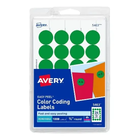 Avery Easy Peel Laser Color Coding Labels 3/4" Dia. Green 166397 image {5}
