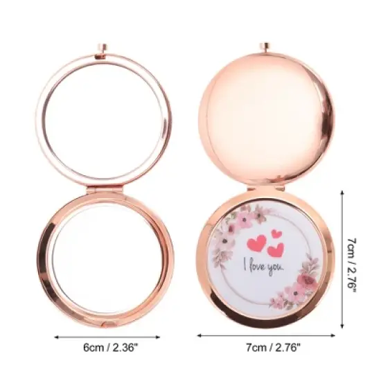 Unique Bargains Handheld Makeup Mirror Rose Gold Tone 1 Pc image {1}