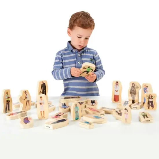 TickiT Wooden Community People Blocks, Set of 32 image {1}