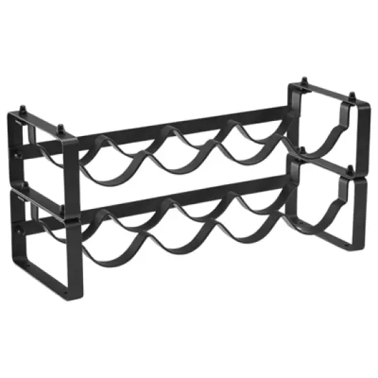 Itopfox Stackable Wine Rack Countertop, Sturdy Freestanding Wine Bottle Holder 2 Tier Tabletop Wine Stand for Pantry Bar Metal Wine Storage Organizer image {10}