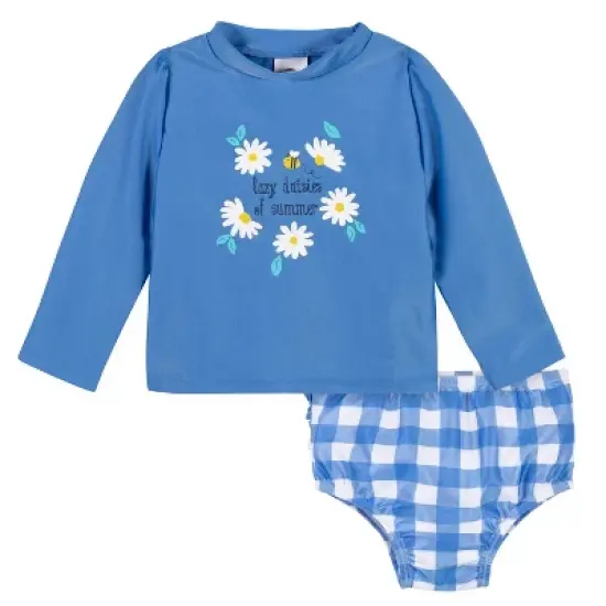 Gerber Baby & Toddler Girls' Two-Piece Swim Briefs and Long Sleeve Rash Guard Set image {6}