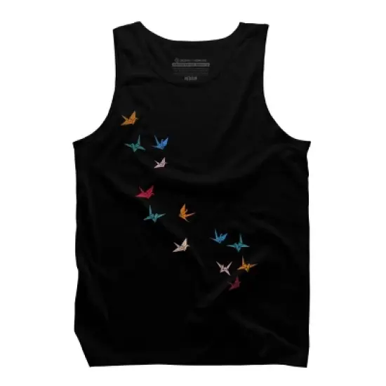 Men's Design By Humans Flying Paper Cranes Birds By Magnussons Tank Top image {4}