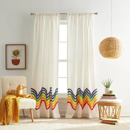 2pk Rainbow Tufted Striped Poletop Curtains - Dream Factory image {1}