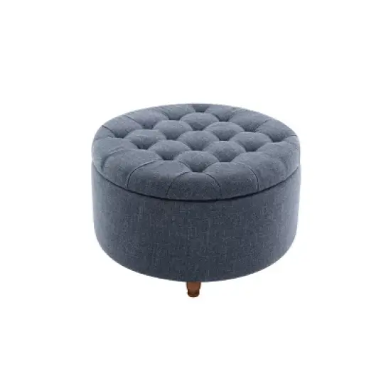 Large Round Tufted Storage Ottoman with Lift Off Lid - WOVENBYRD image {7}